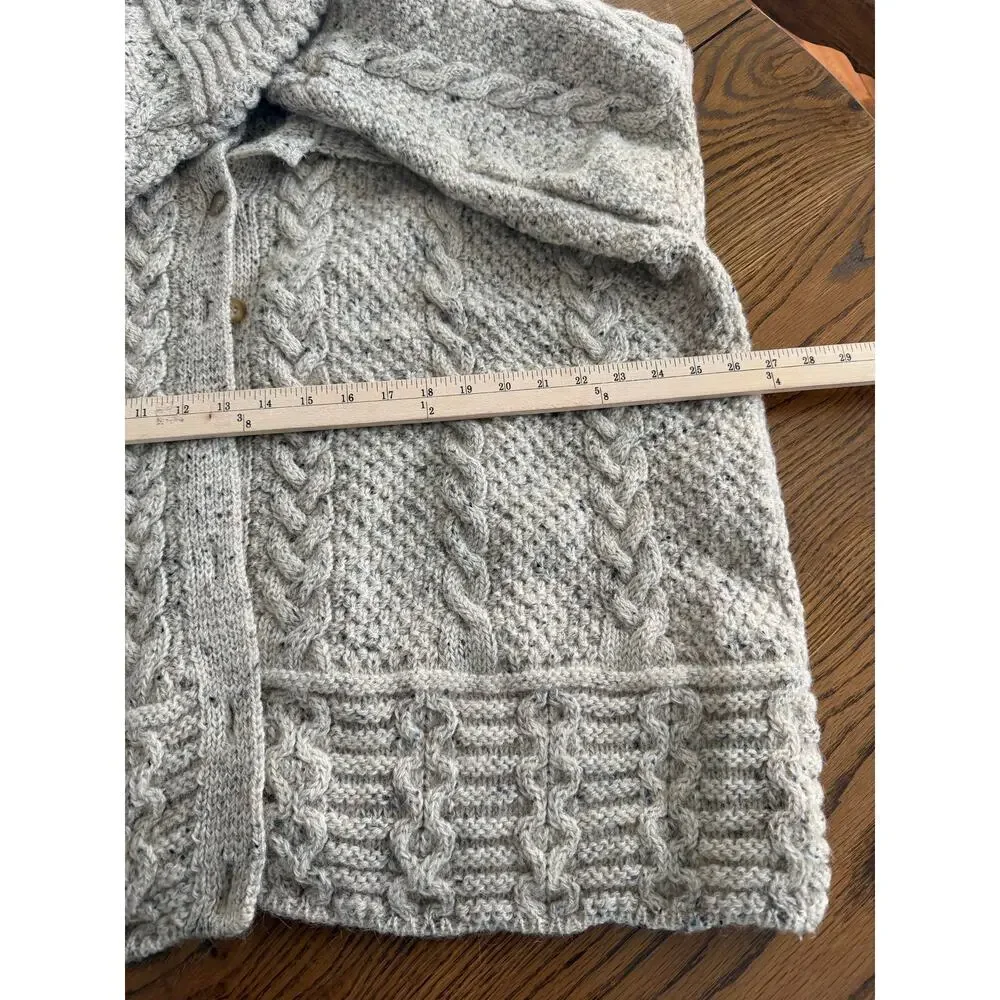 Highland Home Industries British Wool Cardigan Sweater Oatmeal Speckle Size XL - Picture 3 of 5